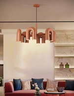 Светильник подвесной красный Elyquor, металл, трос 150 см, 80*38 см, LED