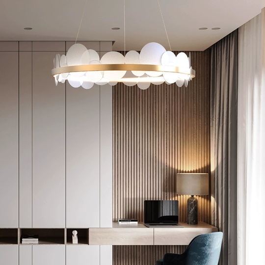 Люстра подвесная, золото, ПММА, REBECKA 60*16, металл, LED.