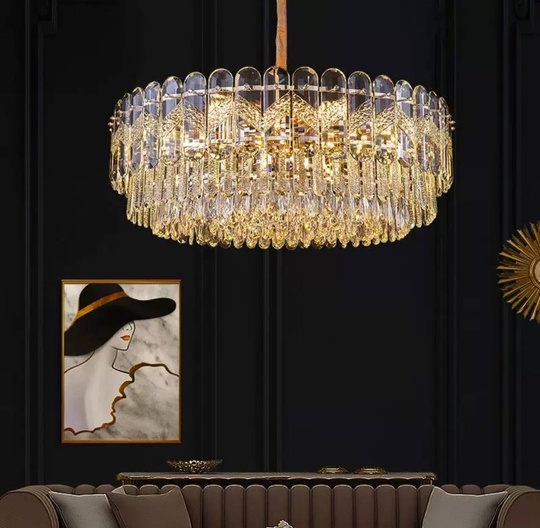 Люстра подвесная BIRCE 95*28 золото, кристалл, металл, E14.