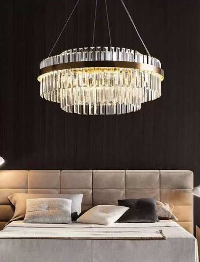 Люстра подвесная, бронза, хрусталь, VINTAGE 60*26, металл, LED.