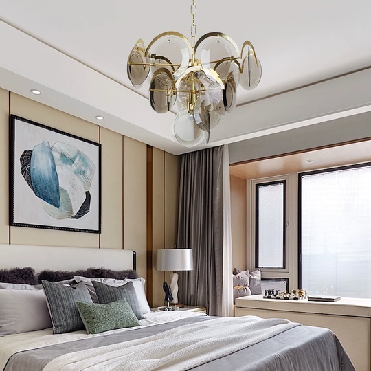 Люстра подвесная, бронза, ПММА, PATRICK 60*45 металл, E14.