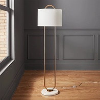 Торшер белый золото Aerivix, 45*165 см, LED, Е27, мрамор, 14 Вт