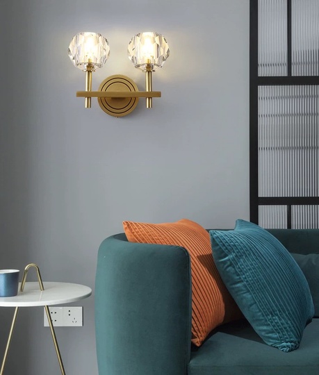 Настенный светильник LARRY 27*22, медный, металл, стекло, G9.