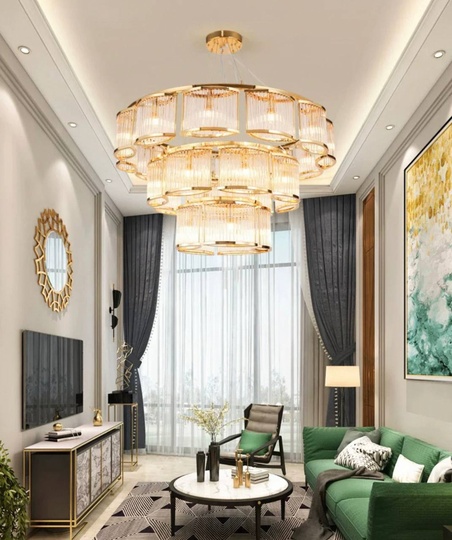 Люстра подвесная, золотой, стекло, AYDAN 50+80+120, металл, E14.