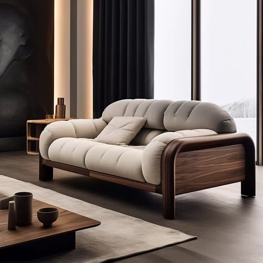 Прямой диван White темный орех, ткань, 200*85*80 см