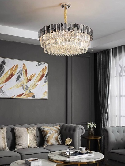 Люстра подвесная, дымчатый, медный, стекло, AYHAN 100*35, металл, E14.