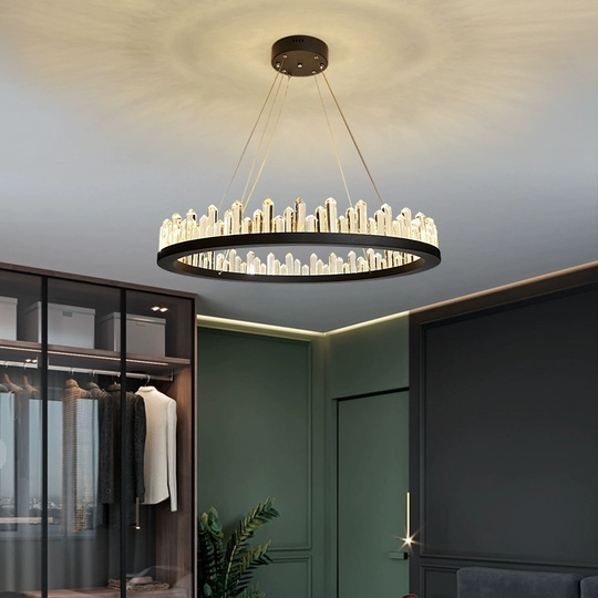 Люстра подвесная, черный, кристалл, LOGAN 80*11 металл, LED.