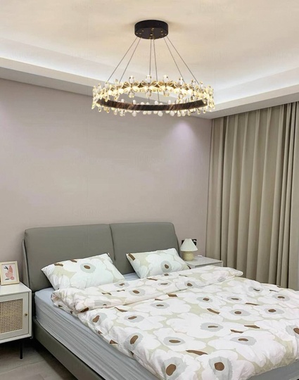 Люстра подвесная, черный, хрусталь, AXTON BLACK 100*120, металл, LED