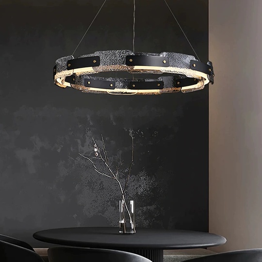 Люстра подвесная, черная, Elyndr, металл, 65*10 см, светодиодная, LED