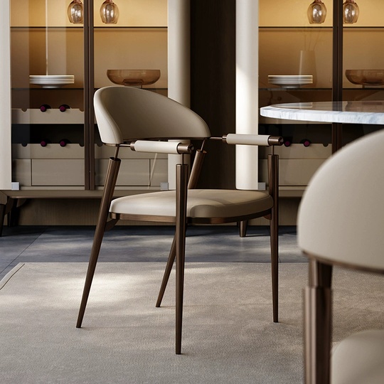 Стул обеденный для кухни, 50*78*56 см, кожа, молочный, итальянский