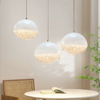 Люстра подвесная, серебро, белый, кристалл, SALENA 40*50 металл, LED.