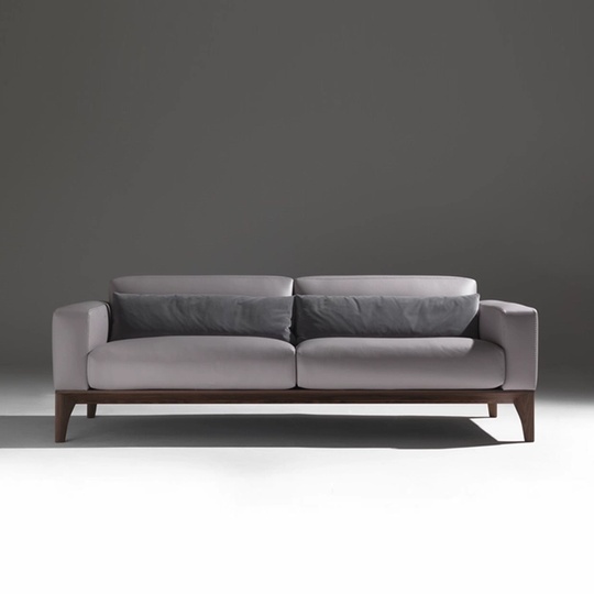 Прямой диван Molly темный орех, кожа, 220*95*76 см