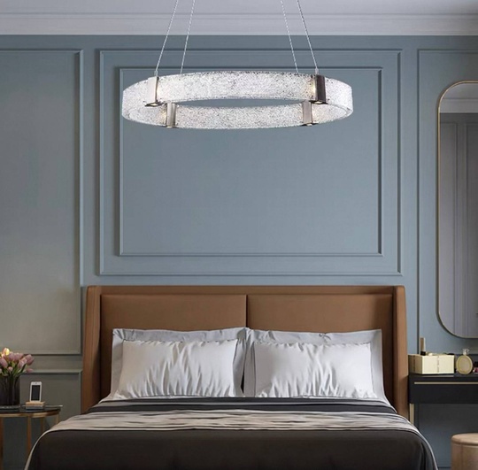 Люстра подвесная, черный, стекло, CHAIM BLACK 60*10, металл, LED