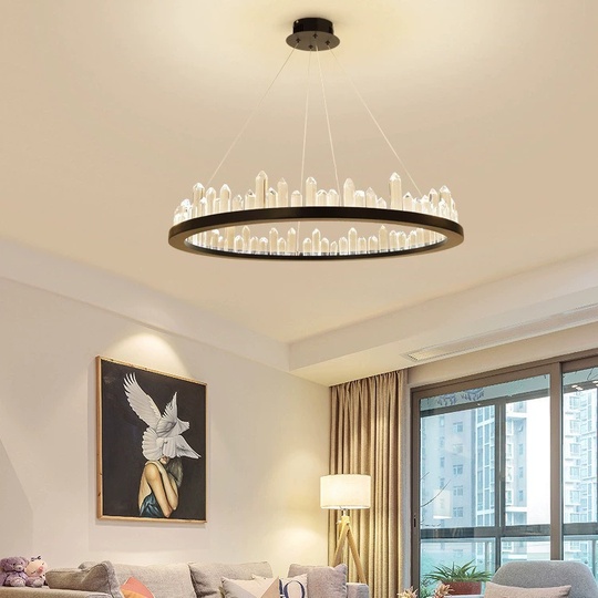 Люстра подвесная, черный, кристалл, LOGAN 80*11 металл, LED.