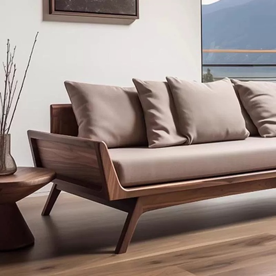 Прямой диван Green темный орех, ткань, 200*80*65 см