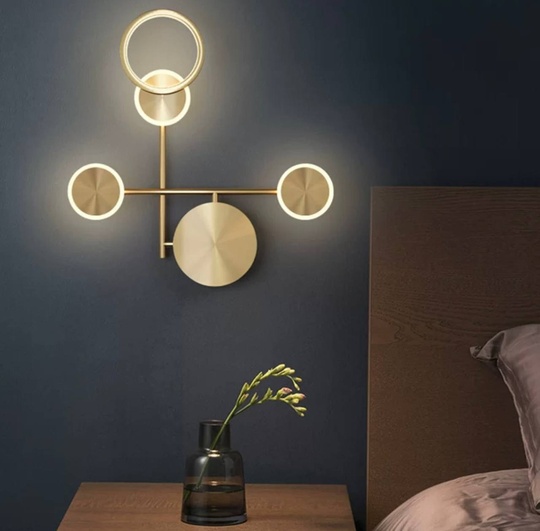 Настенный светильник, Бра, HAROLD 47*47, золотой, металл, LED.