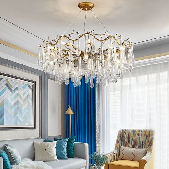 Люстра подвесная, золото, кристалл, KAROLYN 80*40, металл, G9.