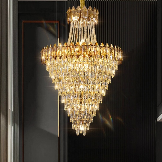 Люстра подвесная, золото, кристалл, WOLF 80*130 металл, E14.