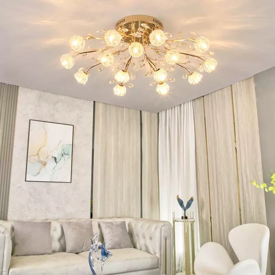 Люстра золотая Elyndar, металл, кристалл,  73*30 см, G9