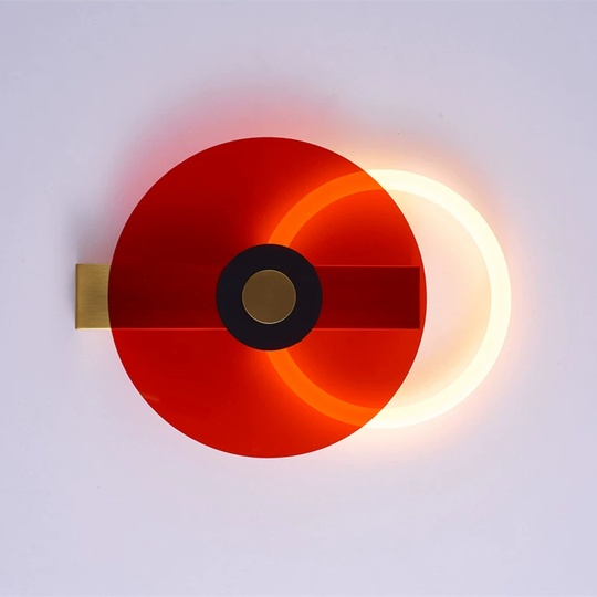 Настенный светильник, Бра, GEOFF 40*30, красный, металл, LED.