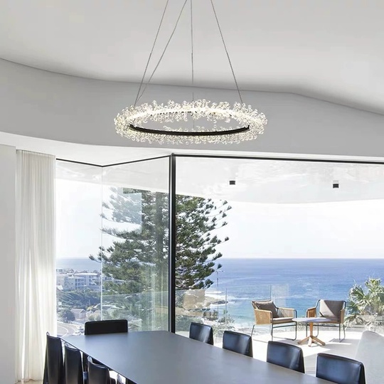 Люстра подвесная, черный, кристалл, WISE 100*120, металл, LED.