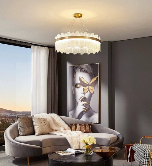 Люстра подвесная, медь, песочно-белый, стекло, DUYGU 80*27, металл, G9.