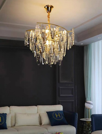 Люстра подвесная, золото, хрусталь, HARISH 100*55 металл, E14.