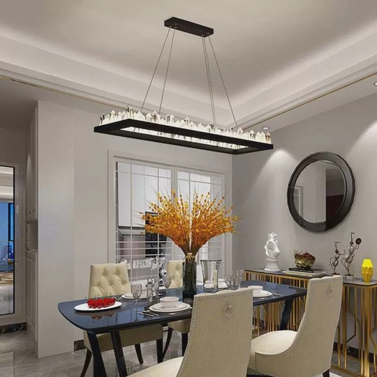 Люстра подвесная, черный, кристалл, KEVIN 80*35 металл, LED.