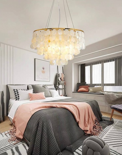 Люстра подвесная золотая Elyvor, металл, трос 50, 38*34 см, E14