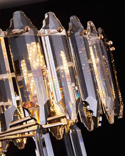 Люстра подвесная, золото, хрусталь, KISS 60*30 металл, E14.