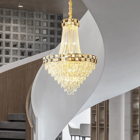 Люстра подвесная, золото, кристалл, TYLER 60*85 металл, E14.