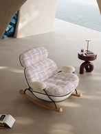 Кресло качалка с пуфом Amarone, бежевая, 98*100*84