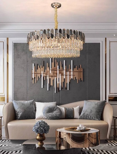 Люстра подвесная, дымчатый, медный, стекло, AYHAN 45*28, металл, E14.