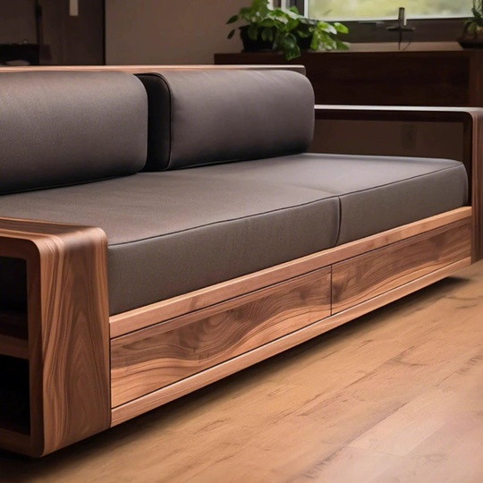 Прямой диван Brenda темный орех, кожа, 230*85*75 см