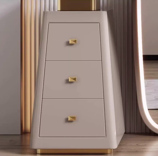 Дизайнерский туалетный стол, бежевый глянец, 100*76*40 см, искусственный камень, 3 ящика