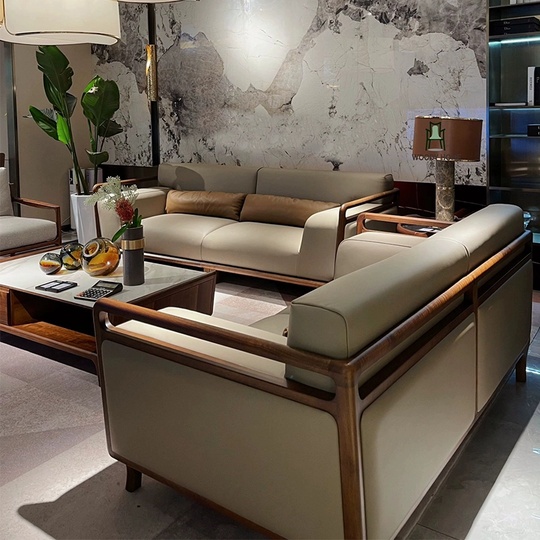 Прямой диван Alec ореховй, кожа, 192*100*83 см