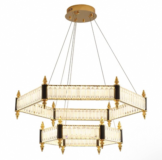 Люстра подвесная, золото, кристалл, ARON 80*45, металл, LED.