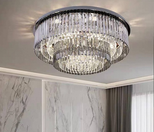 Потолочный светильник, хром, хрусталь, LILA 100*40 металл, Е14.