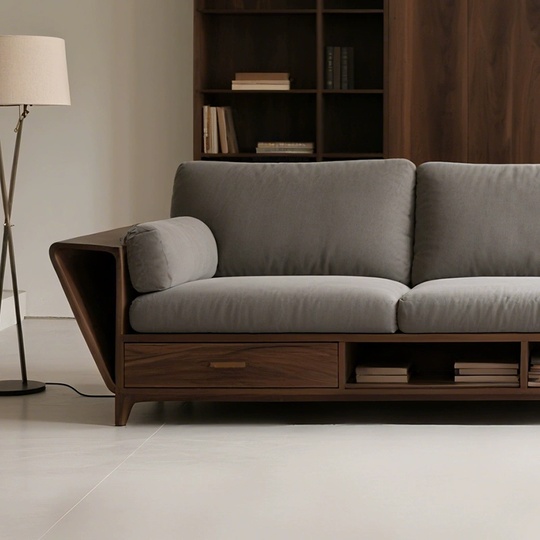 Прямой диван Emily темный орех, ткань, 260*85*80 см