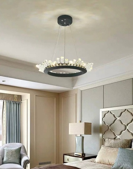 Люстра подвесная, черный, кристалл, JEREMY 120*15 металл, LED.