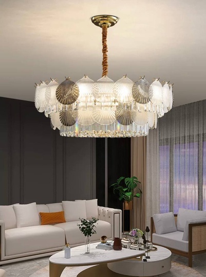 Люстра подвесная ERKE 80*28 золото, стекло, металл, Е14.