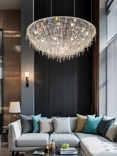 Люстра подвесная, хром, кристалл, ROSIE 120*50 металл, G9.