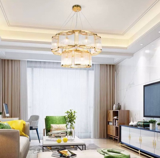 Люстра подвесная, золотой, стекло, AYDINC 50+80, металл, E14.