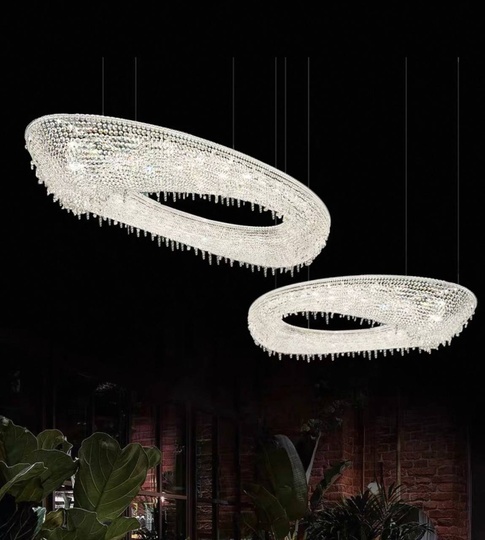 Люстра подвесная, серебро, хрусталь, ZOE 162*62*20 металл, G9.