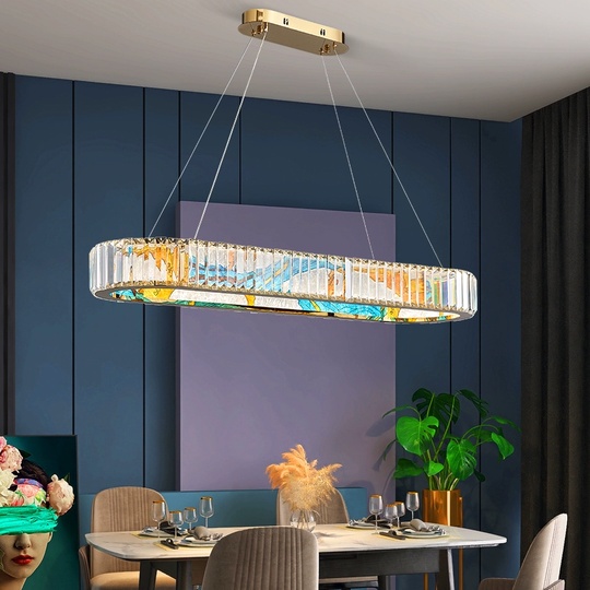 Люстра подвесная, золото, ПММА, RIVEN 120*10 металл, LED.