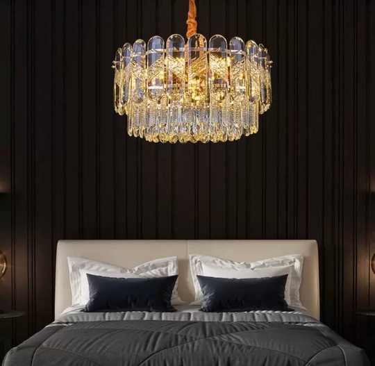 Люстра подвесная BIRCE 75*26 золото, кристалл, металл, E14.