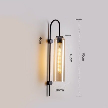 Бра черный плафон янтарный SKU10