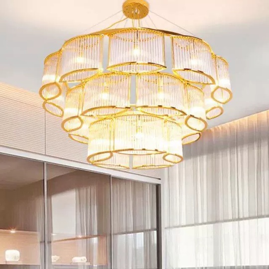 Люстра подвесная, золотой, стекло, AYDAN 50+80+120, металл, E14.