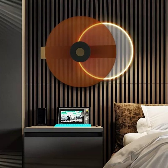 Настенный светильник, Бра, GEOFF 40*30, коричневый, металл, LED.