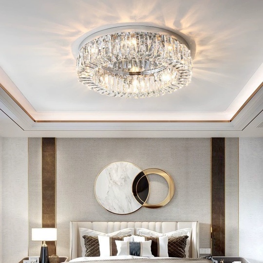 Потолочный светильник, серебро, кристалл, ABIGAIL 50*15 металл, E14.